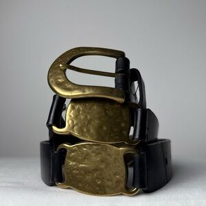 Fossil Genuine Leather Belt – 37” – Statement Piece with Brass Buckles